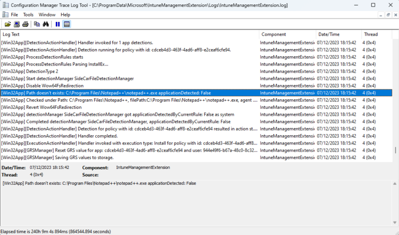 Intune - App EXE - Log IntuneManagementExtension