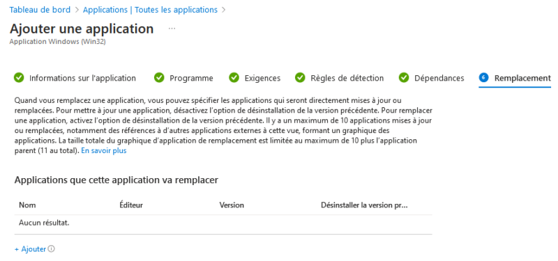 Intune - App EXE - Remplacement