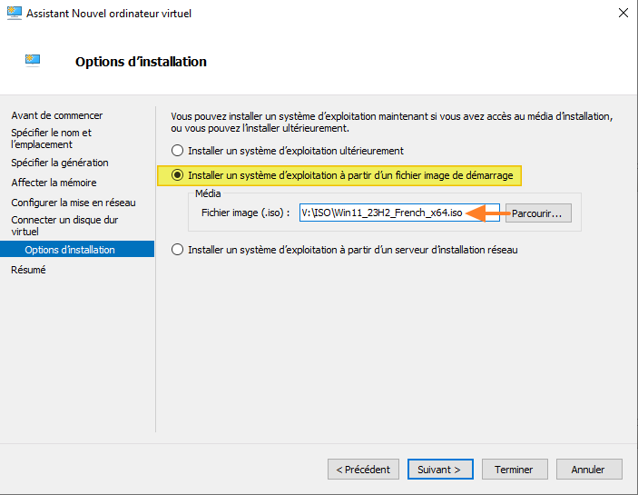 Hyper-V - Créer VM - Image ISO Windows 11