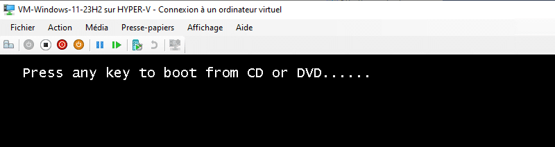 Hyper-V - Démarrer installation Windows 11