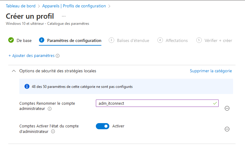 Intune - Gérer compte administrateur local - Etape 5