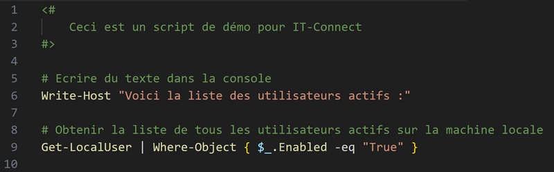 PowerShell - Exemple de commentaires