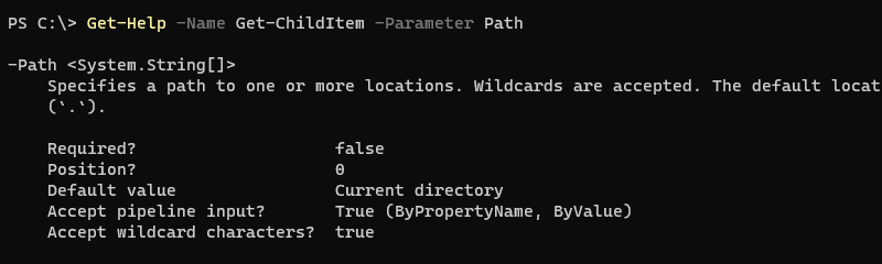 Get-Help - Get-ChildItem - Paramètre Path - Exemple