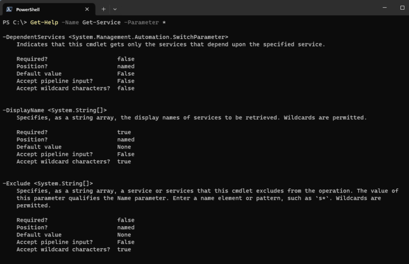 Get-Help - Lister tous les paramètres un cmdlet powershell