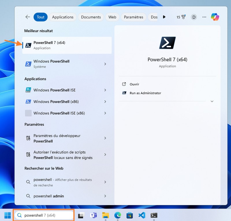 Ouvrir PowerShell sur Windows 11