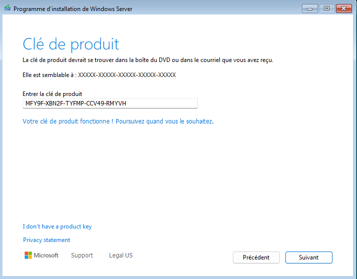 Windows Server 2025 - Clé de produit