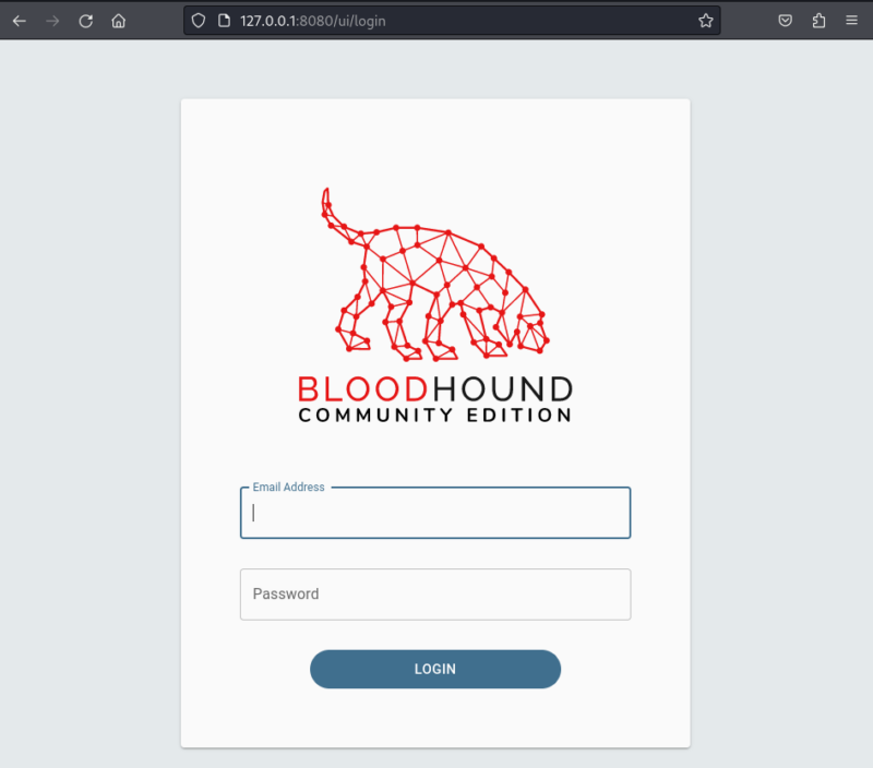 Page d'authentification de BloodHound.