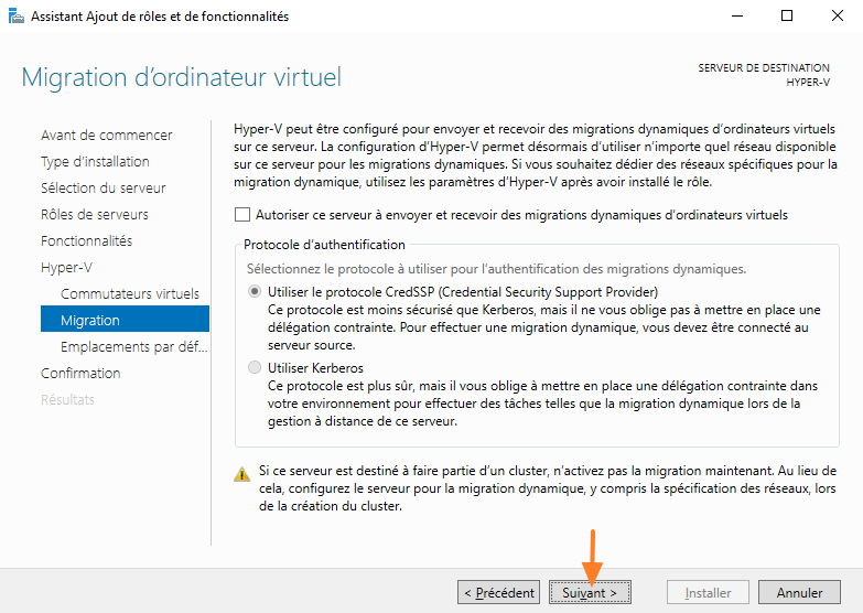 Installation Hyper-V sur Windows Server 2022 - Etape Migration