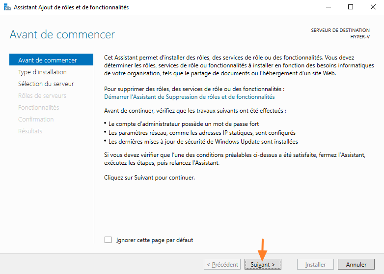 Installer Hyper-V Windows Server 2022 - Etape 2