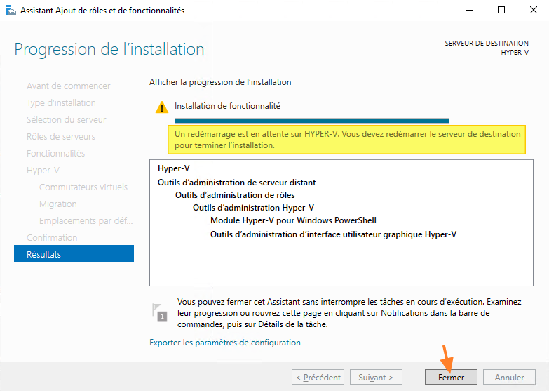 Installer Hyper-V Windows Server 2022 - Etape 9