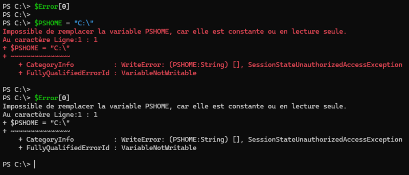 PowerShell - Variable automatique Error