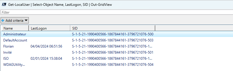 PowerShell - Out-GridView - Exemple