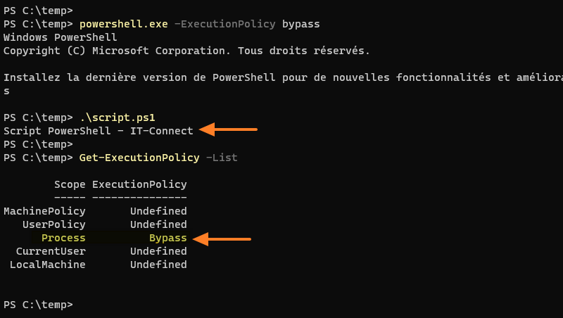 Windows 11 - Bypass stratégie exécution PowerShell
