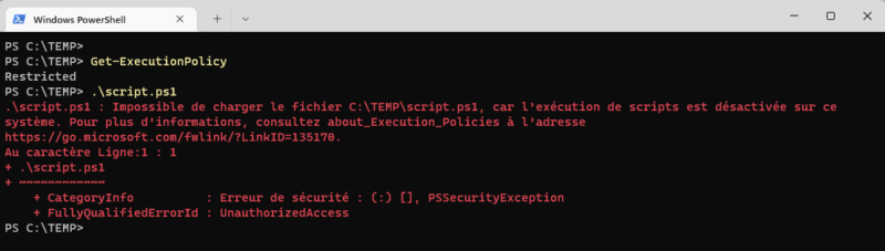 Windows 11 - Stratégie exécution PowerShell