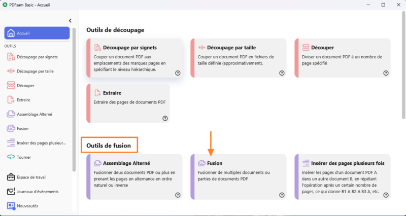 Fusionner des documents PDF avec PDFSam Basic