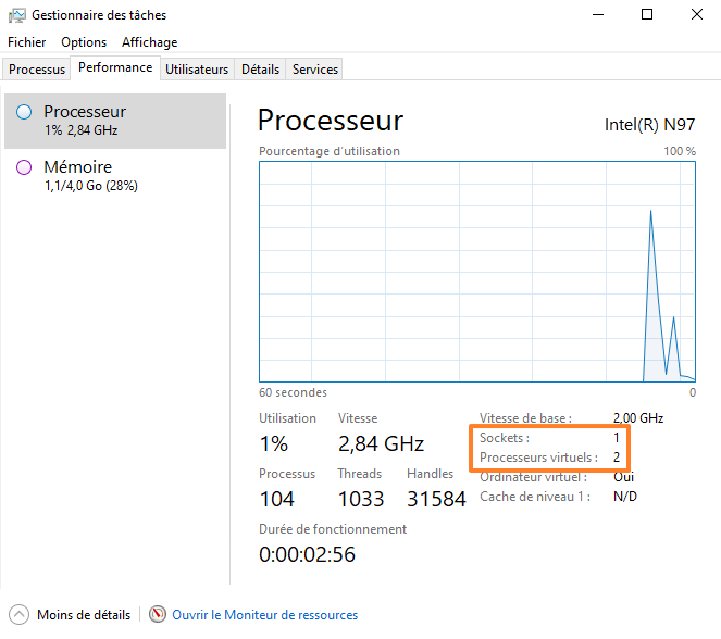 Hyper-V - VM Windows - Processeurs virtuels