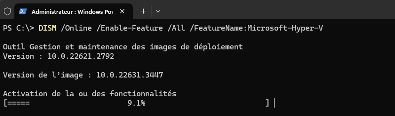 Installer Hyper-V sur Windows 11 avec DISM