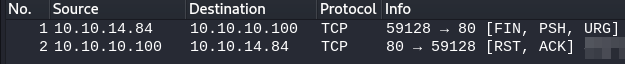 Capture réseau lors d'un TCP XMAS scan pour un port fermé.