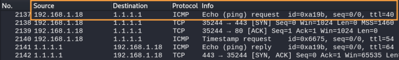 Ping request émis par Nmap pour déterminer si un hôte cible est joignable sur un réseau distant.