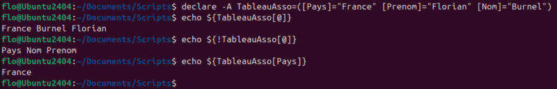 Bash - Créer un tableau associatif