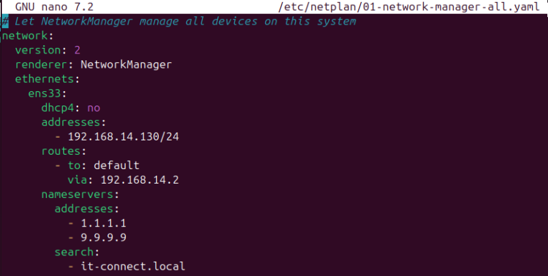Configuration adresse IP avec Netplan sous Ubuntu