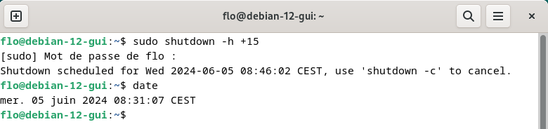 Debian 12 - Planifier arrêt du système