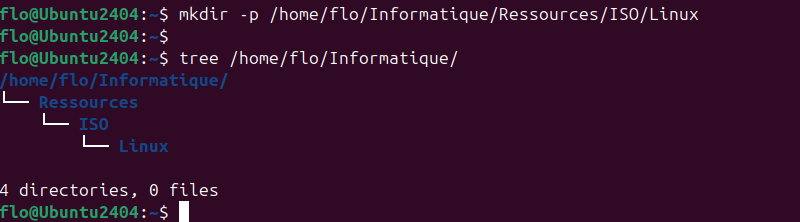 Linux - créer répertoires imbriqués avec mkdir