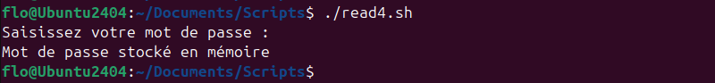 Script Bash - Saisie utilisateur mot de passe