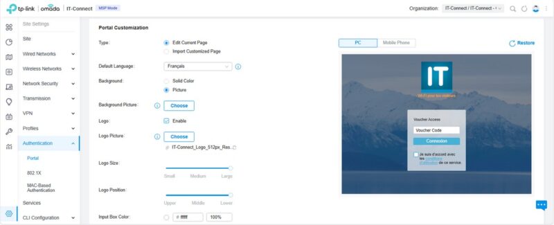 TP-Link Omada - Personnalisation du portail captif
