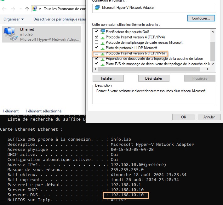 Désactiver IPv6 sur une carte réseau Windows