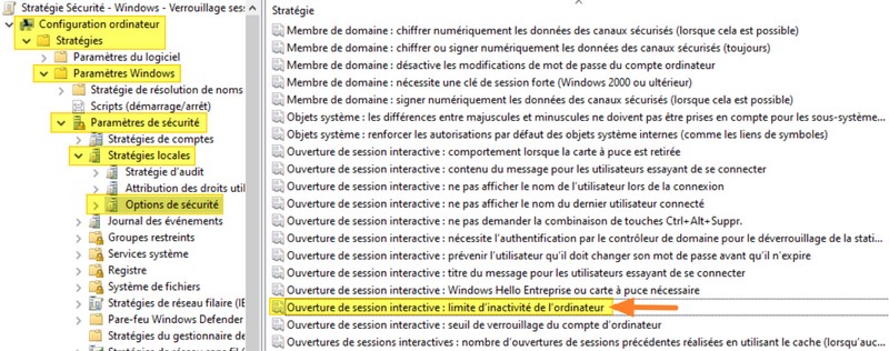 GPO pour verrouiller PC Windows en cas d'inactivité