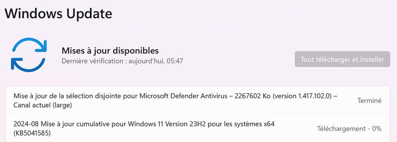 Windows 11 - Mise à jour août 2024