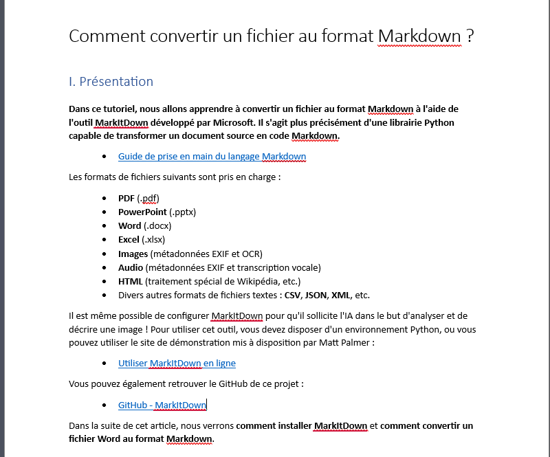 Comment convertir un fichier au format Markdown