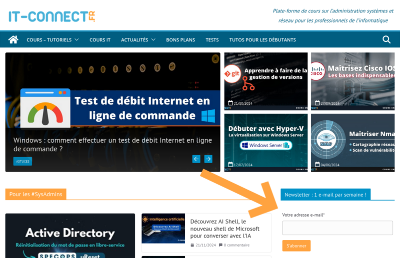 Formulaire de newsletter IT-Connect.fr