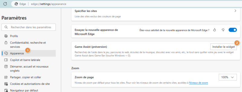 Activer Game Assist dans Microsoft Edge