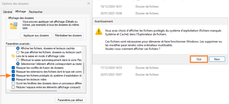 Activer affichage fichiers système sur Windows 11