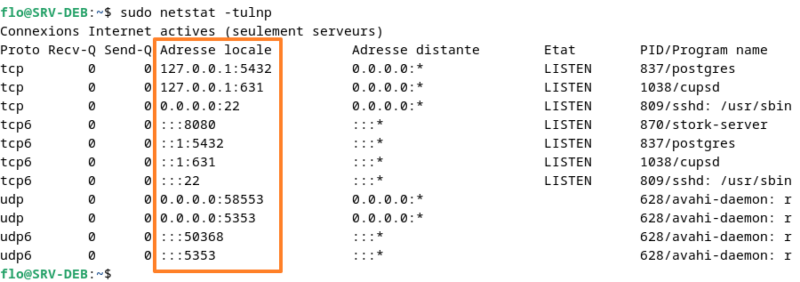 Afficher les ports en écoute avec netstat - Linux