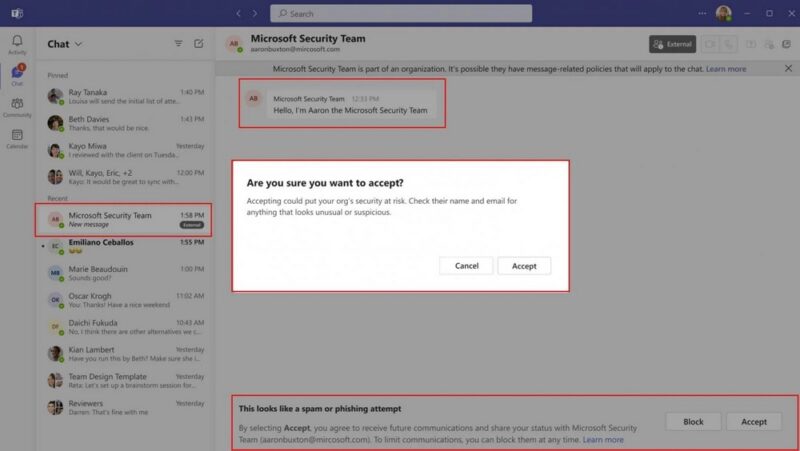 Microsoft Teams - Nouvelle protection contre le phishing en février 2025