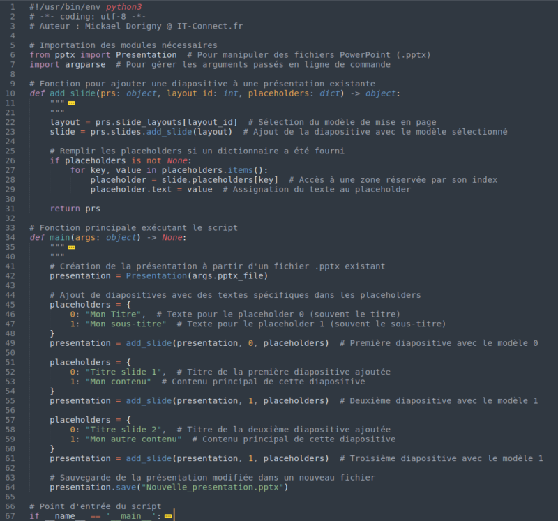 Contenu du script Python “generate-pptx-placeholders.py”.