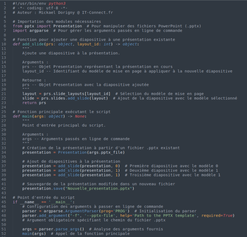 Contenu du script “generate-pptx-layouts.py”.