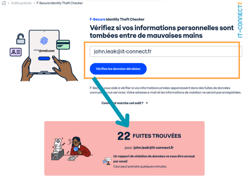 Utilisation de F-Secure Identity Theft Checker.