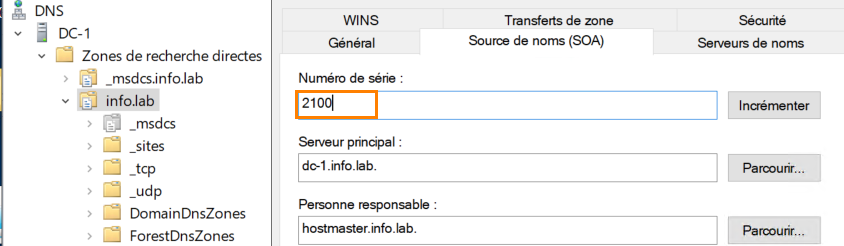 Numéro de série d'une zone DNS sous Windows Server