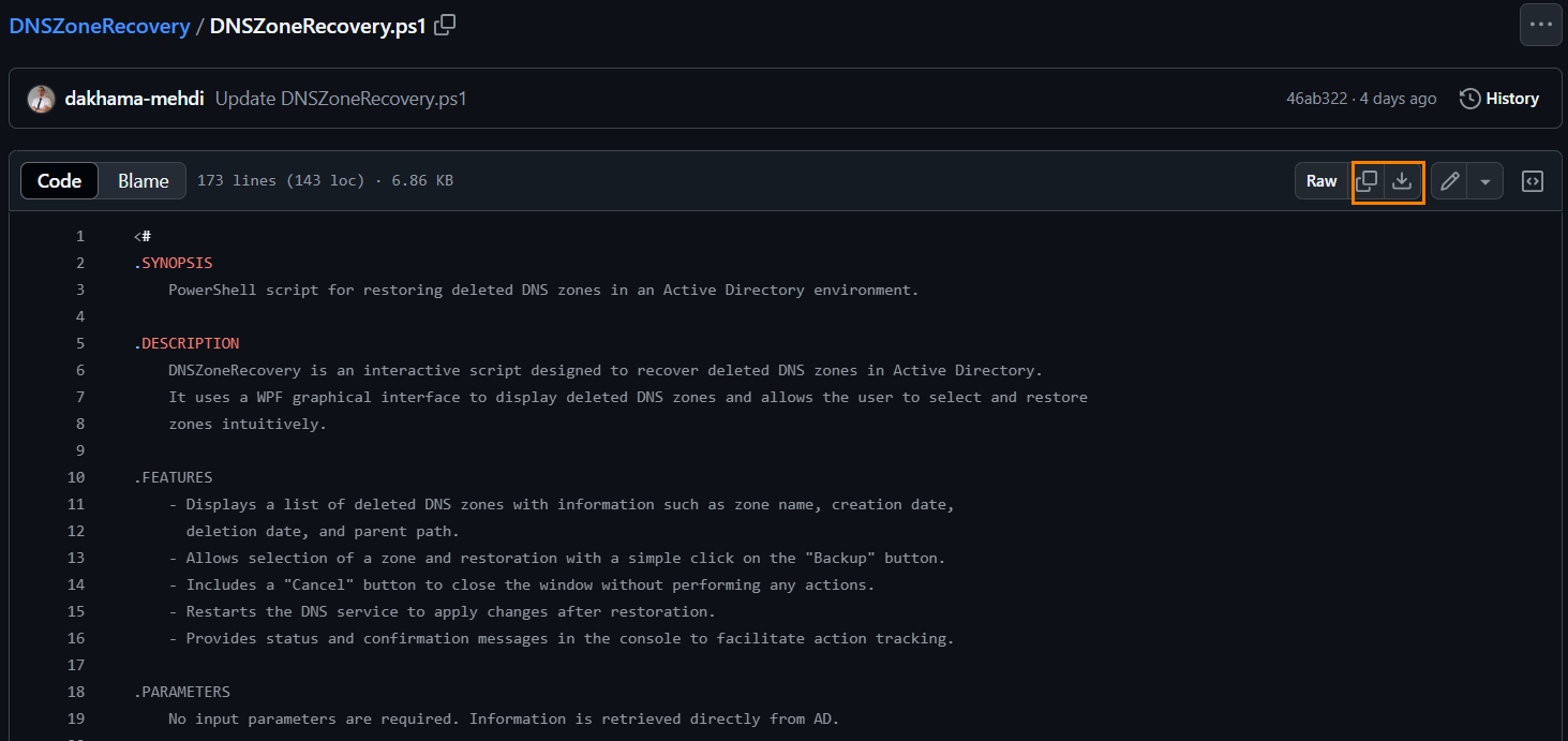 Script PowerShell pour restaurer la zone DNS depuis la corbeille AD